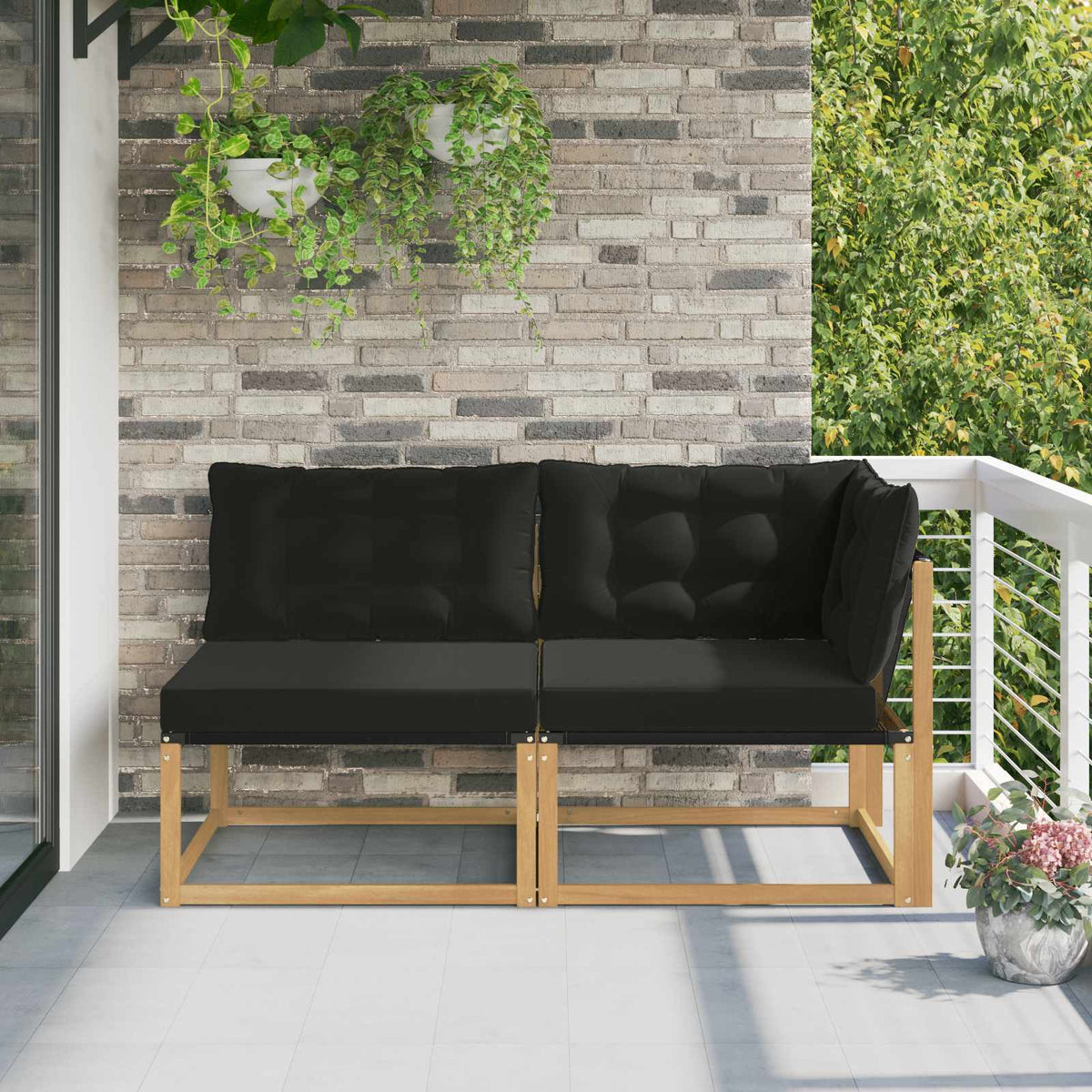 Outdoor-Sofagarnitur Massivholz Akazie Weiß