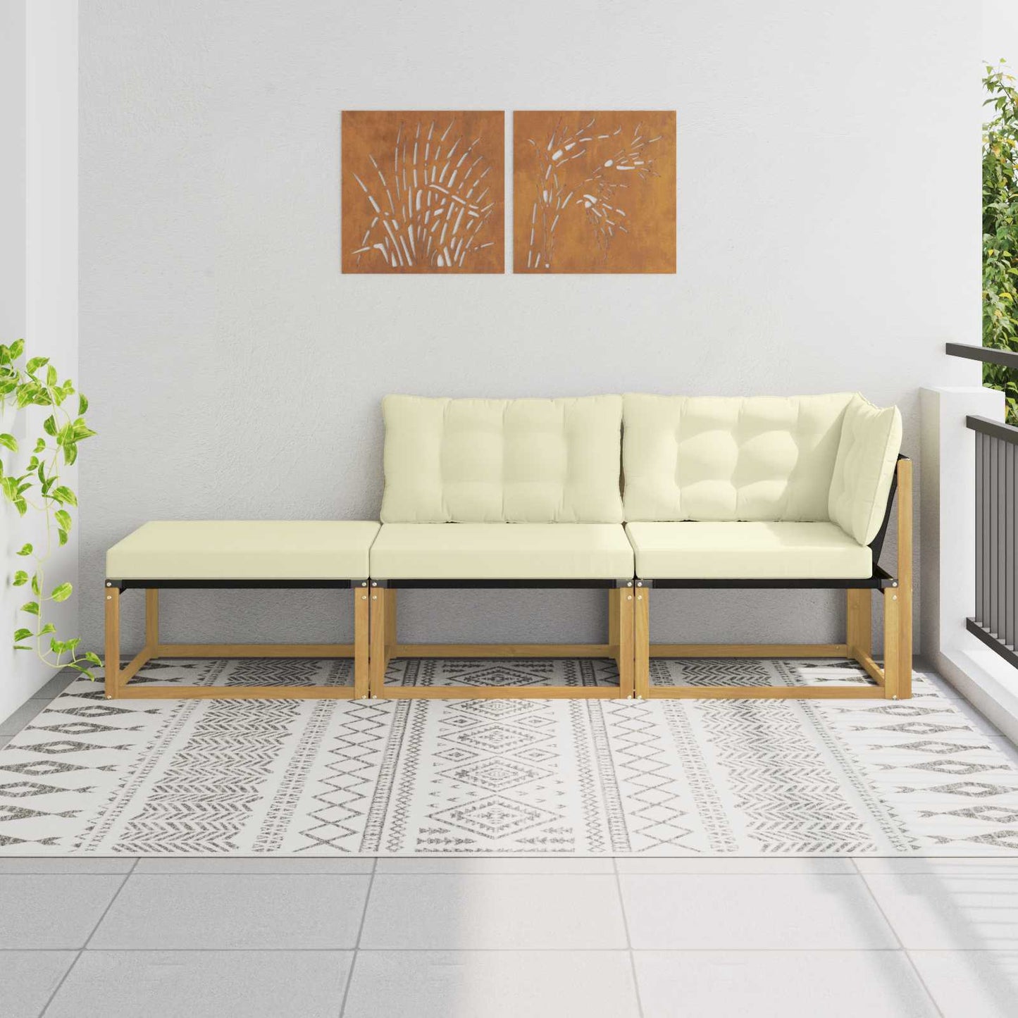 Outdoor-Sofagarnitur Massivholz Akazie Weiß