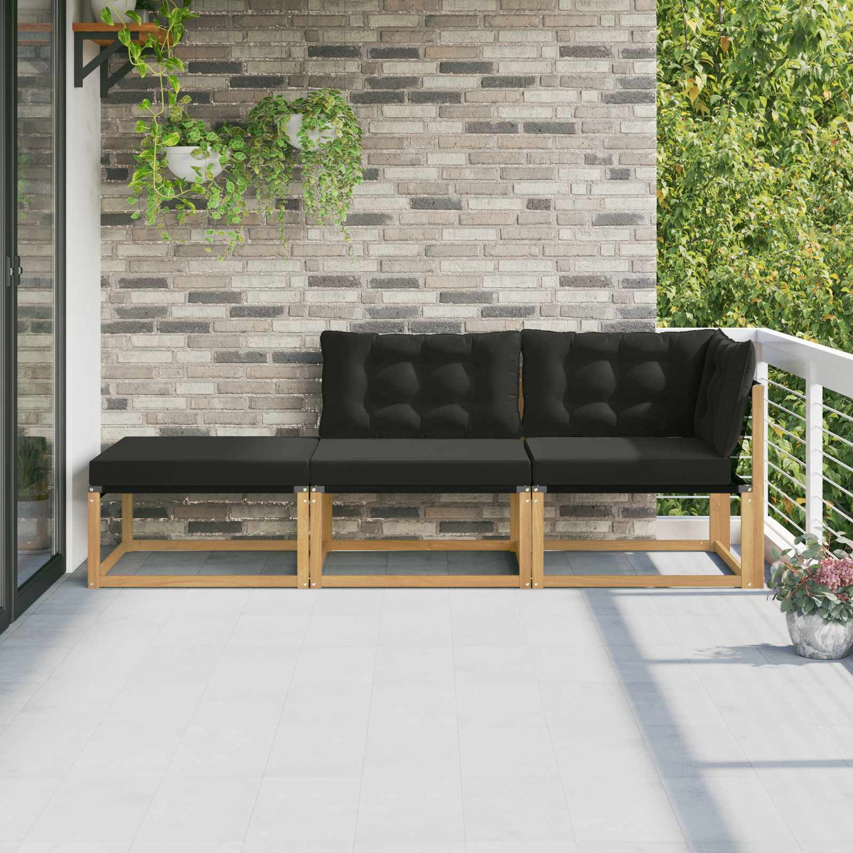 Outdoor-Sofagarnitur Massivholz Akazie Weiß