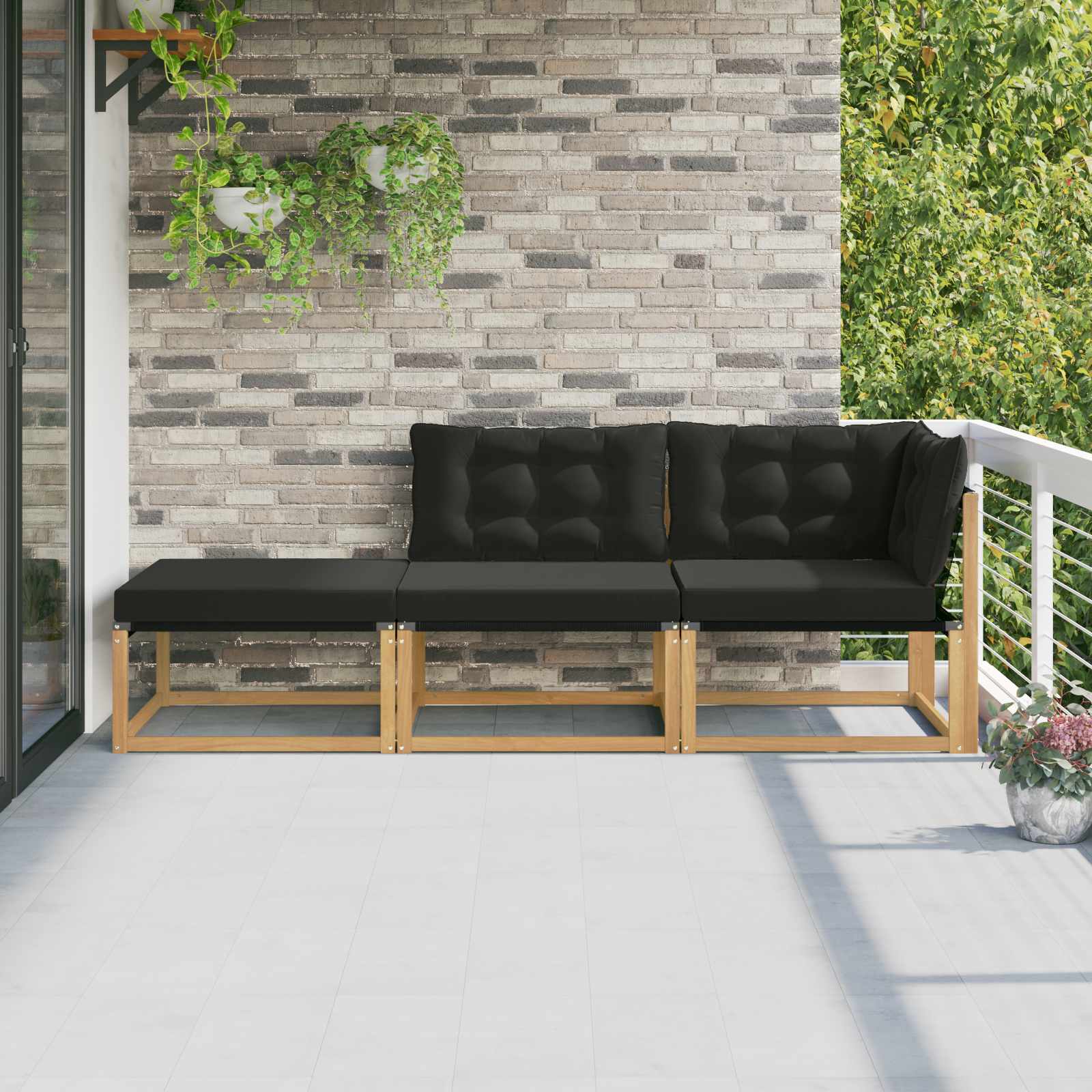 Outdoor-Sofagarnitur Massivholz Akazie Weiß