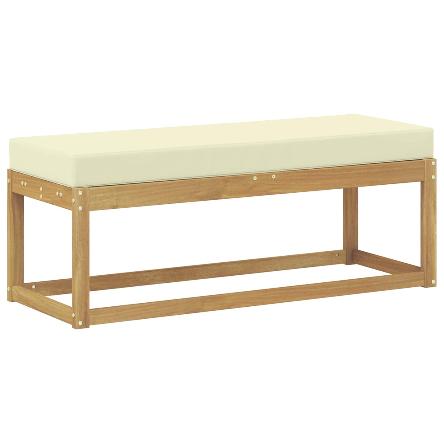Outdoor Hocker Bank Massivholz Akazie Weiß