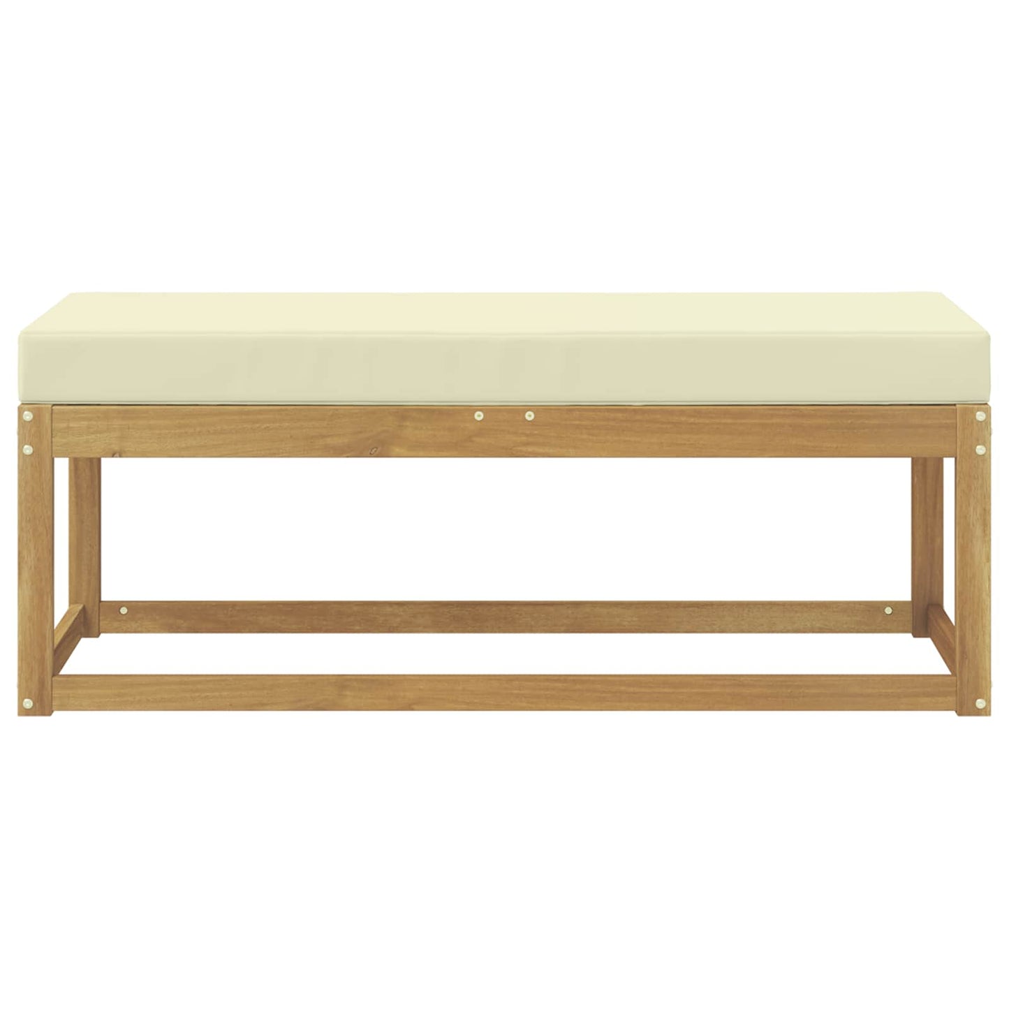 Outdoor Hocker Bank Massivholz Akazie Weiß