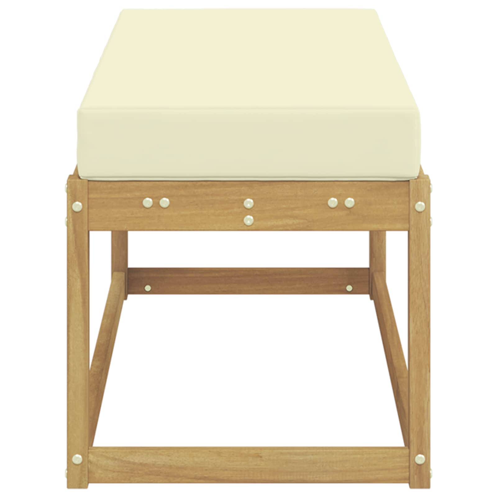 Outdoor Hocker Bank Massivholz Akazie Weiß
