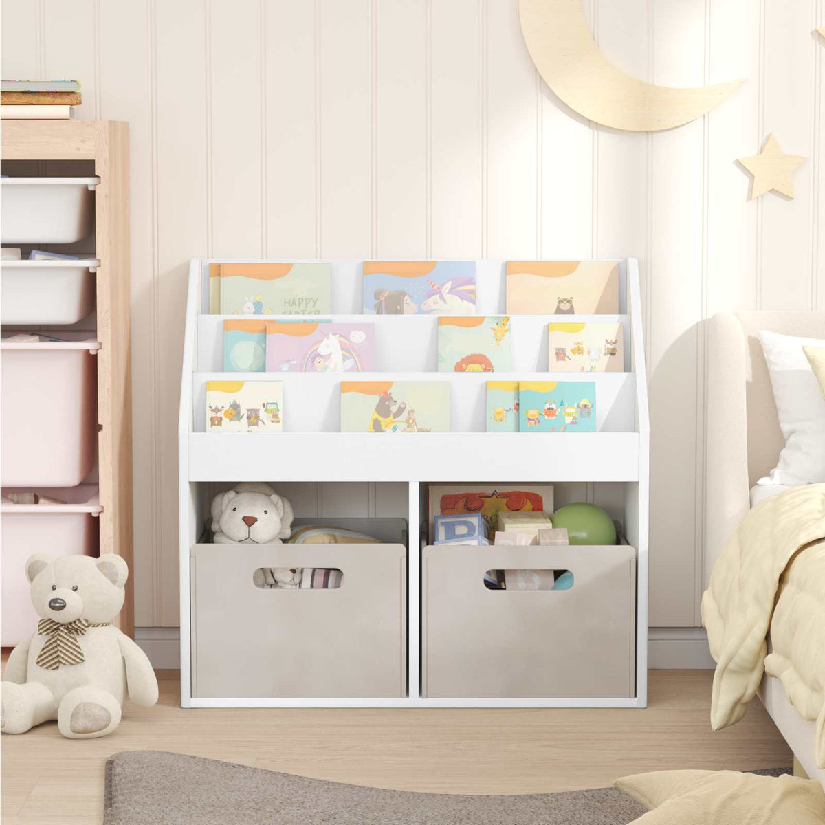 Kinderregal mit Speicher Weiß 72,5 x 29,5 x 69 cm Holzwerkstoff