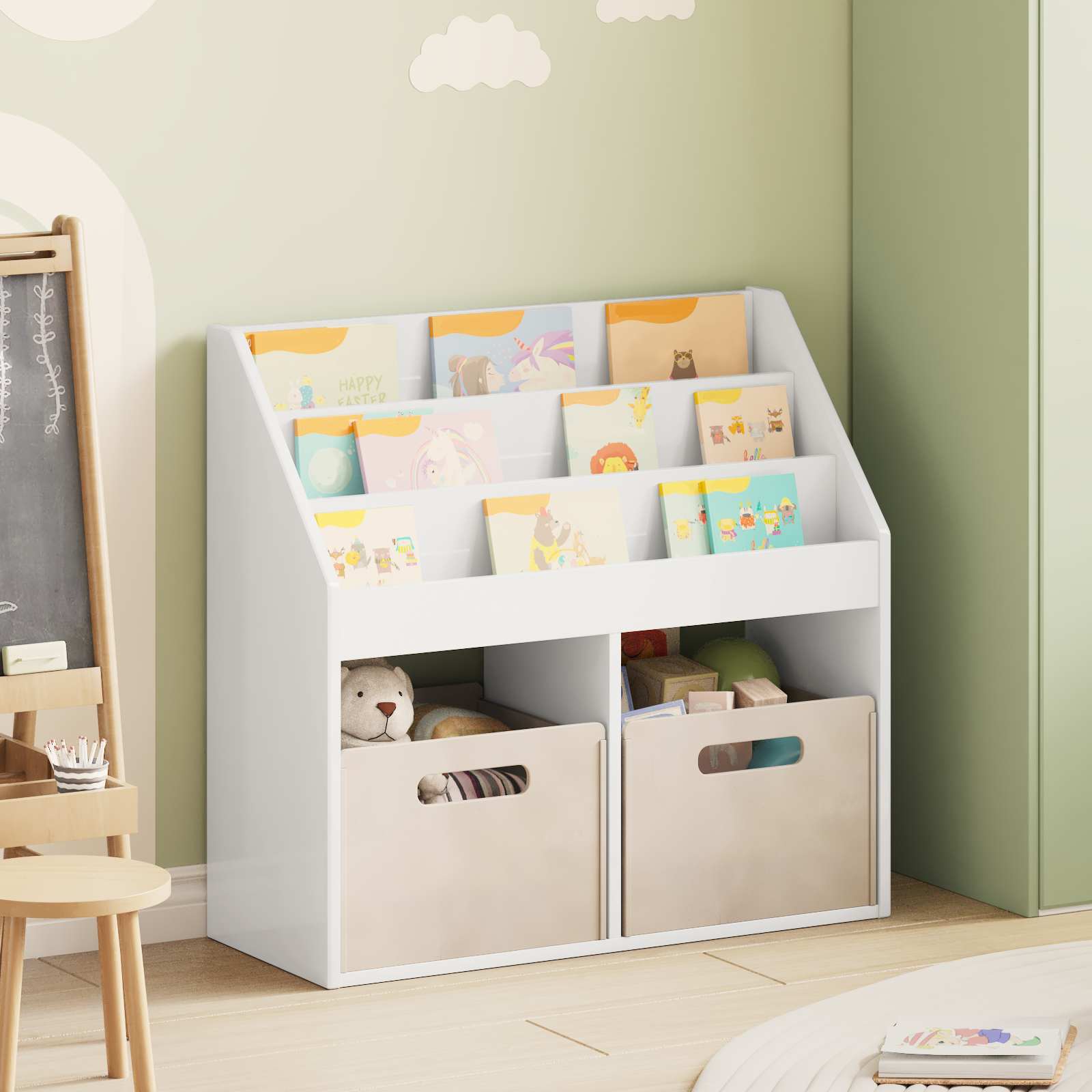 Kinderregal Hochglanz Weiß 72,5 x 29,5 x 69 cm Holzwerkstoff