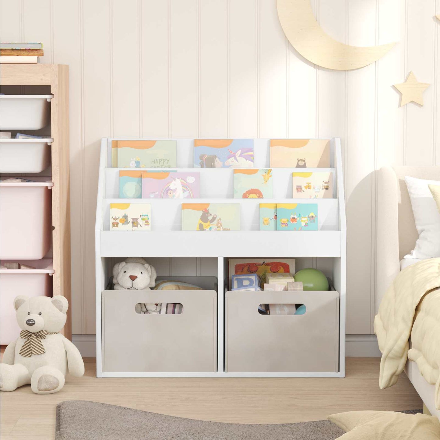 Kinderregal Hochglanz Weiß 72,5 x 29,5 x 69 cm Holzwerkstoff