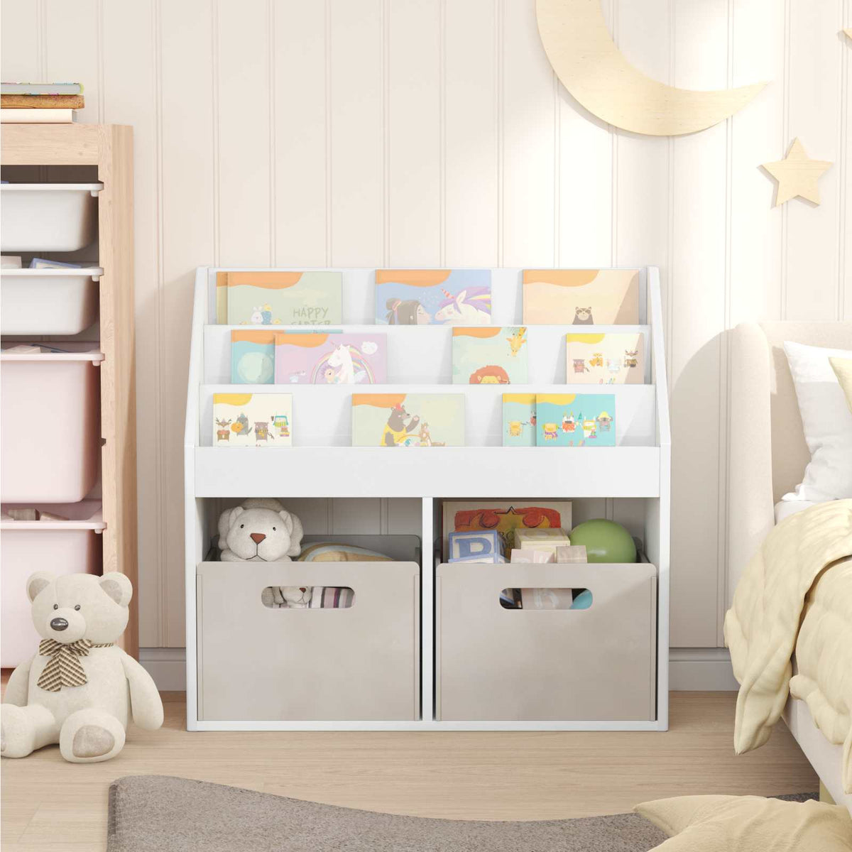 Kinderregal Hochglanz Weiß 72,5 x 29,5 x 69 cm Holzwerkstoff