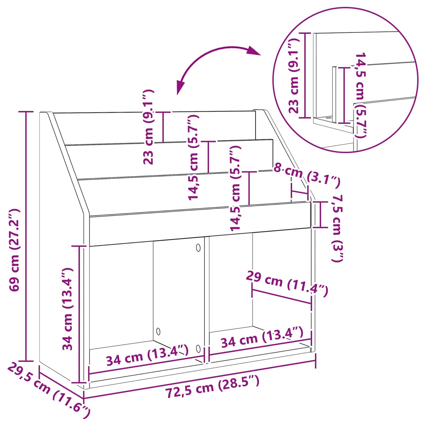 Kinderregal Altholz 72,5 x 29,5 x 69 cm Holzwerkstoff