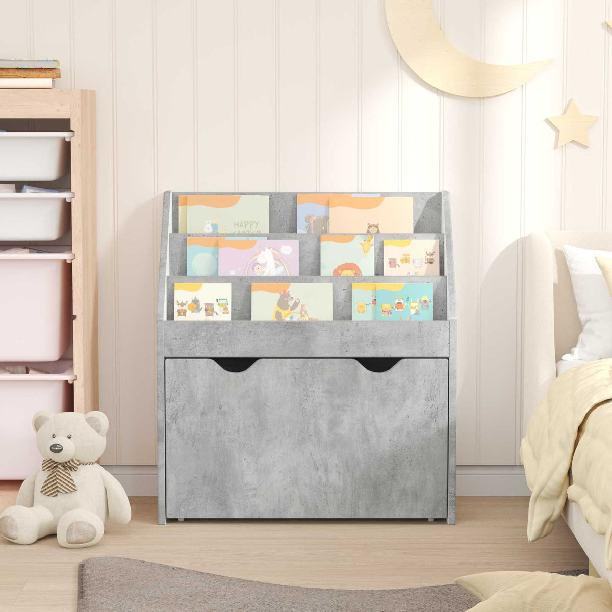Kinderregal Betongrau 60 x 29,5 x 69 cm Holzwerkstoff
