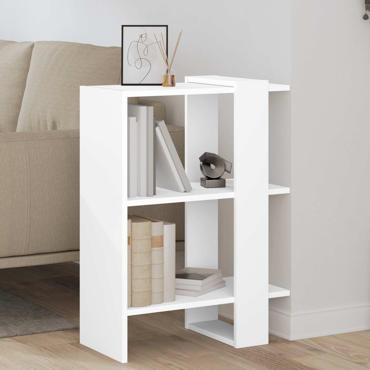 Bücherregal 2 Ebenen 52 x 25 x 71,5 cm Holzwerkstoff Weiß