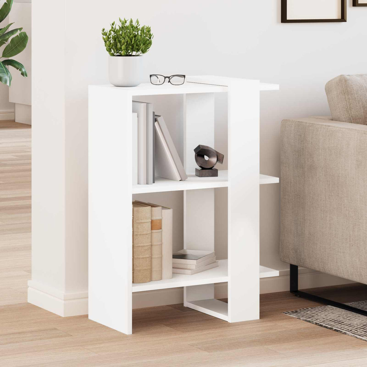 Bücherregal 2 Ebenen 52 x 25 x 71,5 cm Holzwerkstoff Weiß