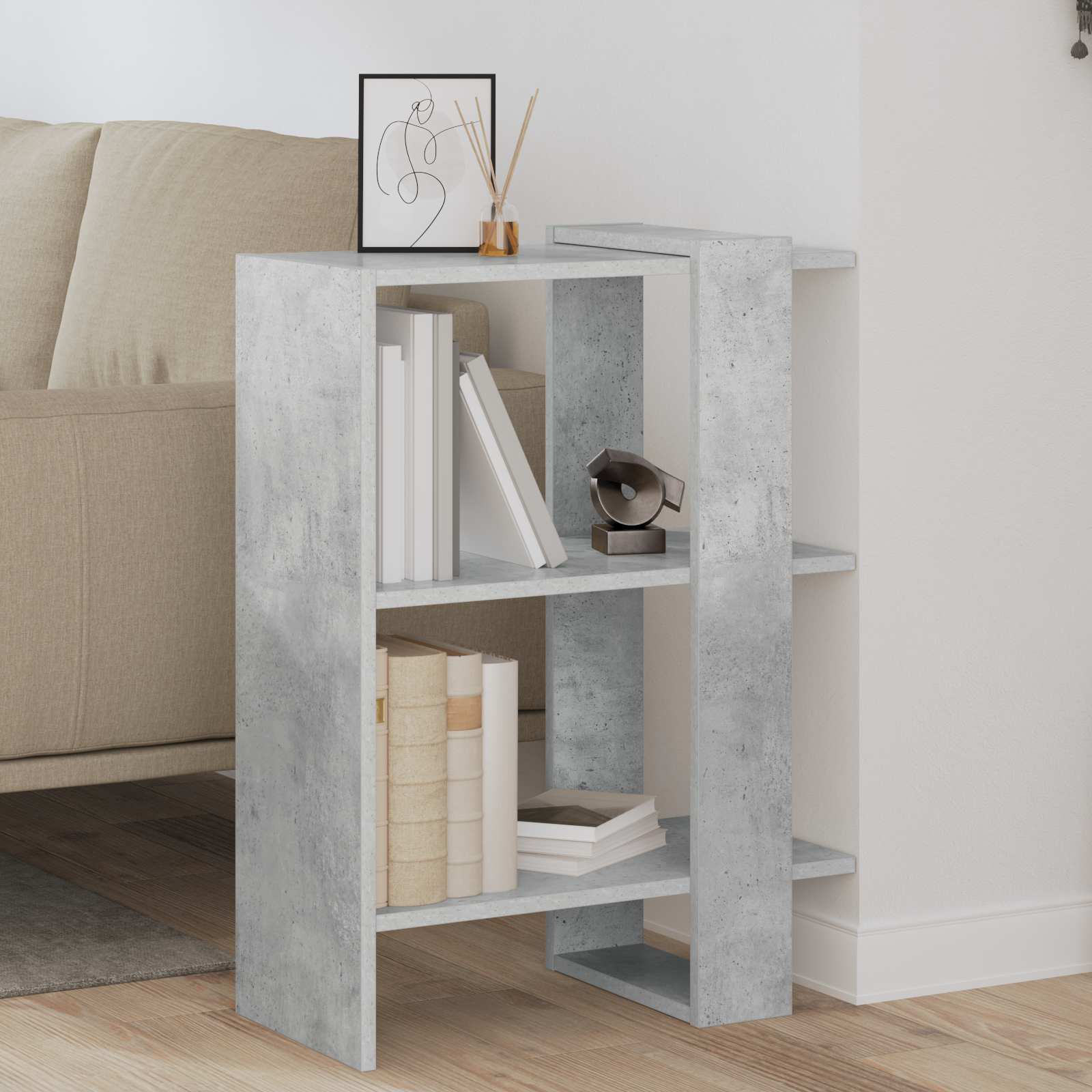 Bücherregal 2 Ebenen 52 x 25 x 71,5 cm Holzwerkstoff Betongrau