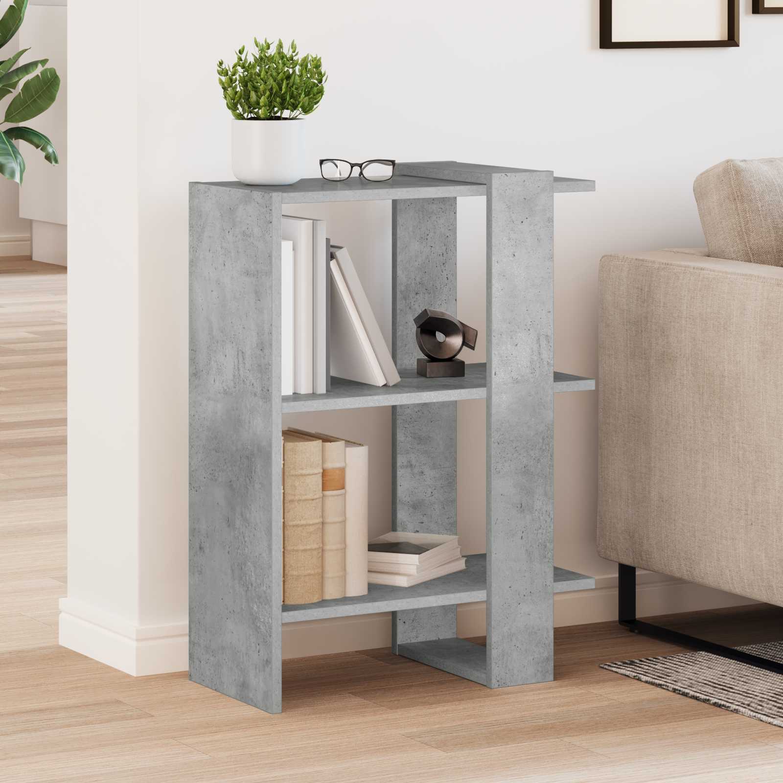 Bücherregal 2 Ebenen 52 x 25 x 71,5 cm Holzwerkstoff Betongrau