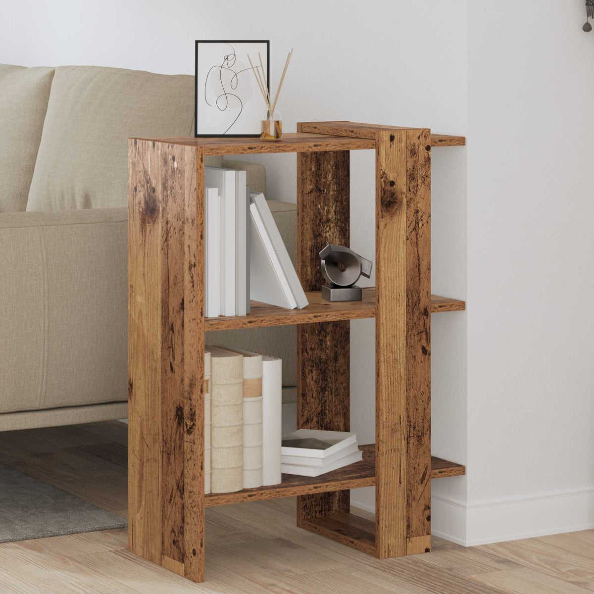 Bücherregal 2 Ebenen 52 x 25 x 71,5 cm Holzwerkstoff Altholz