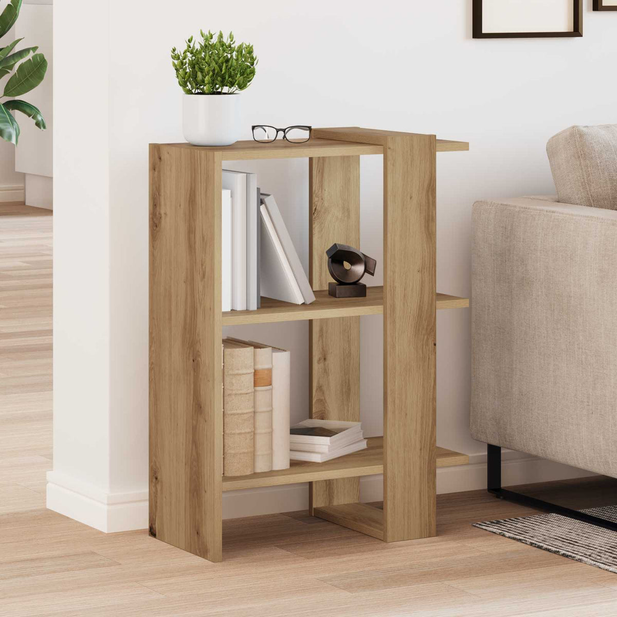Bücherregal 2 Ebenen 52 x 25 x 71,5 cm Holzwerkstoff