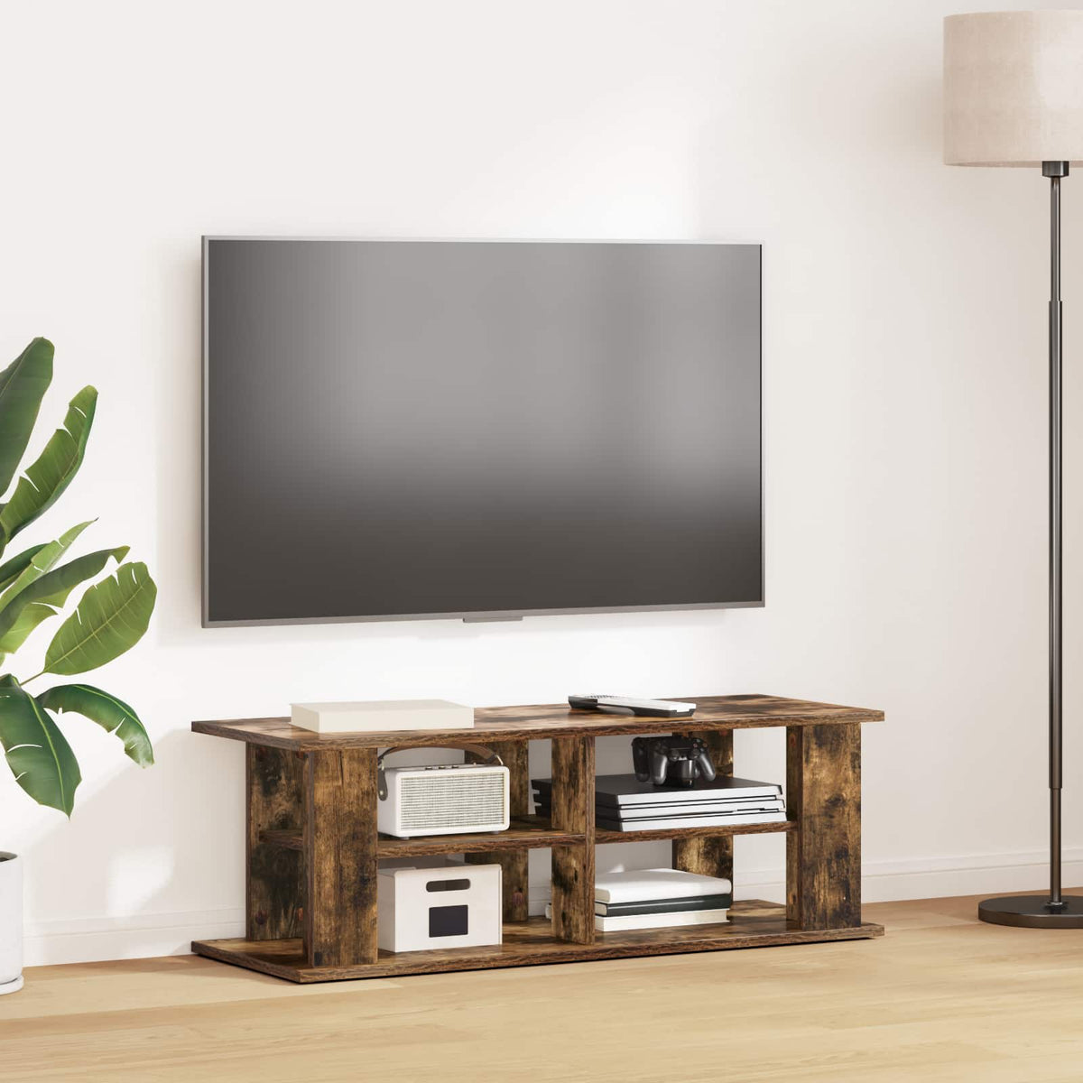 TV-Ständer 96 x 35 x 33,5 cm Räuchereiche Holzwerkstoff