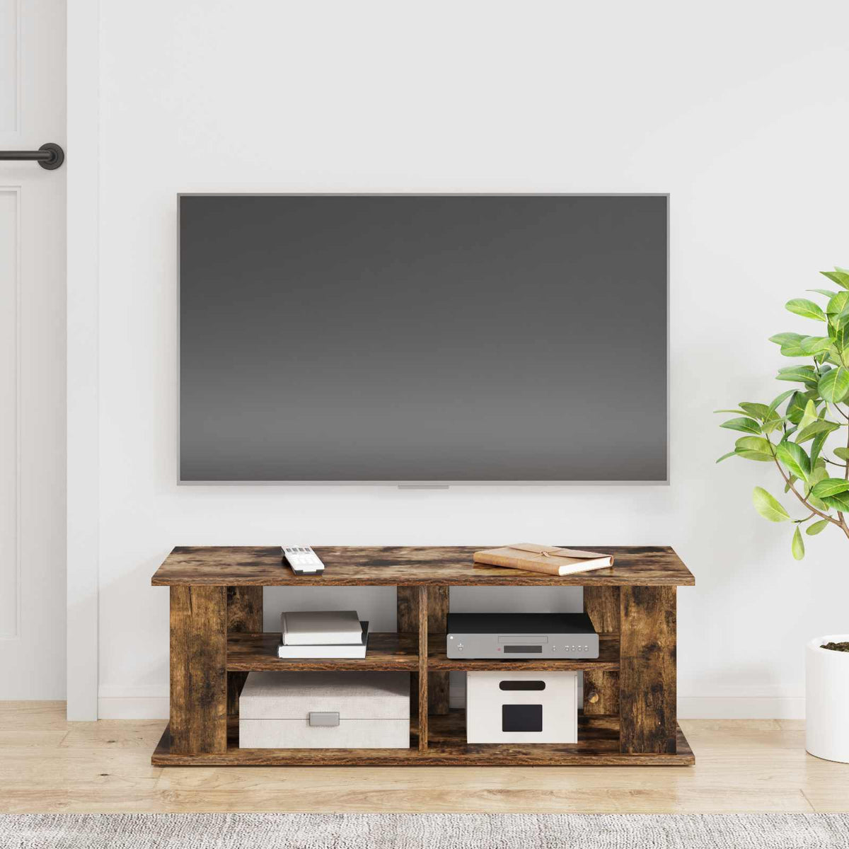TV-Ständer 96 x 35 x 33,5 cm Räuchereiche Holzwerkstoff