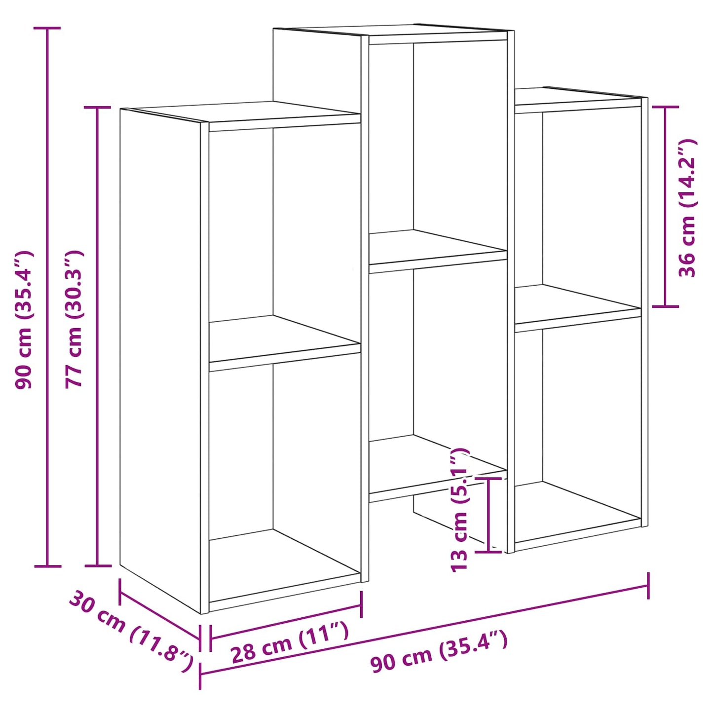 Sideboard Räuchereiche 90 x 30 x 90 cm