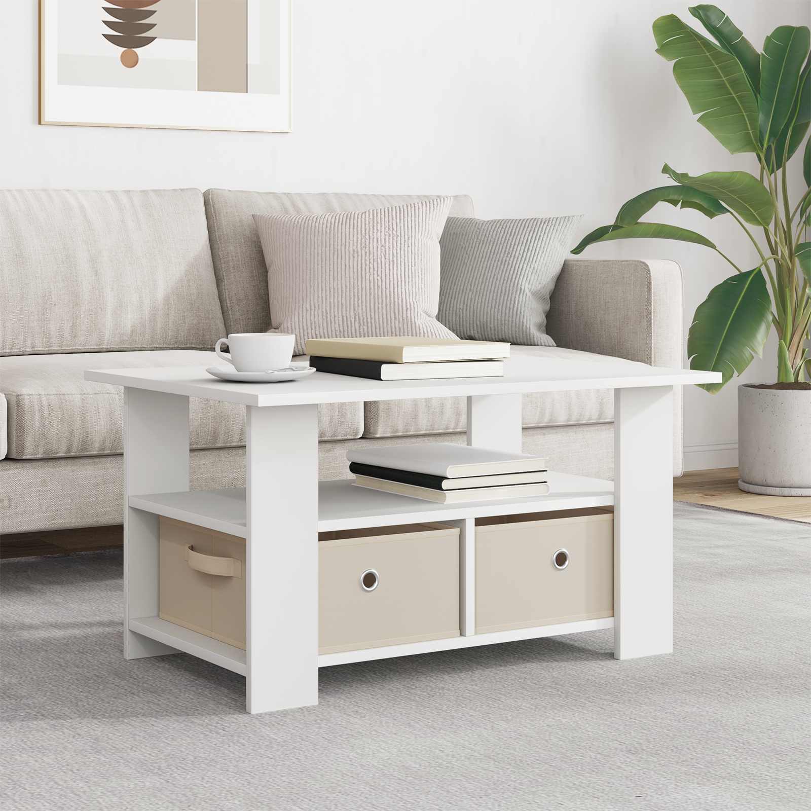 Couchtisch Weiß 77 x 55 x 42 cm Holzwerkstoff