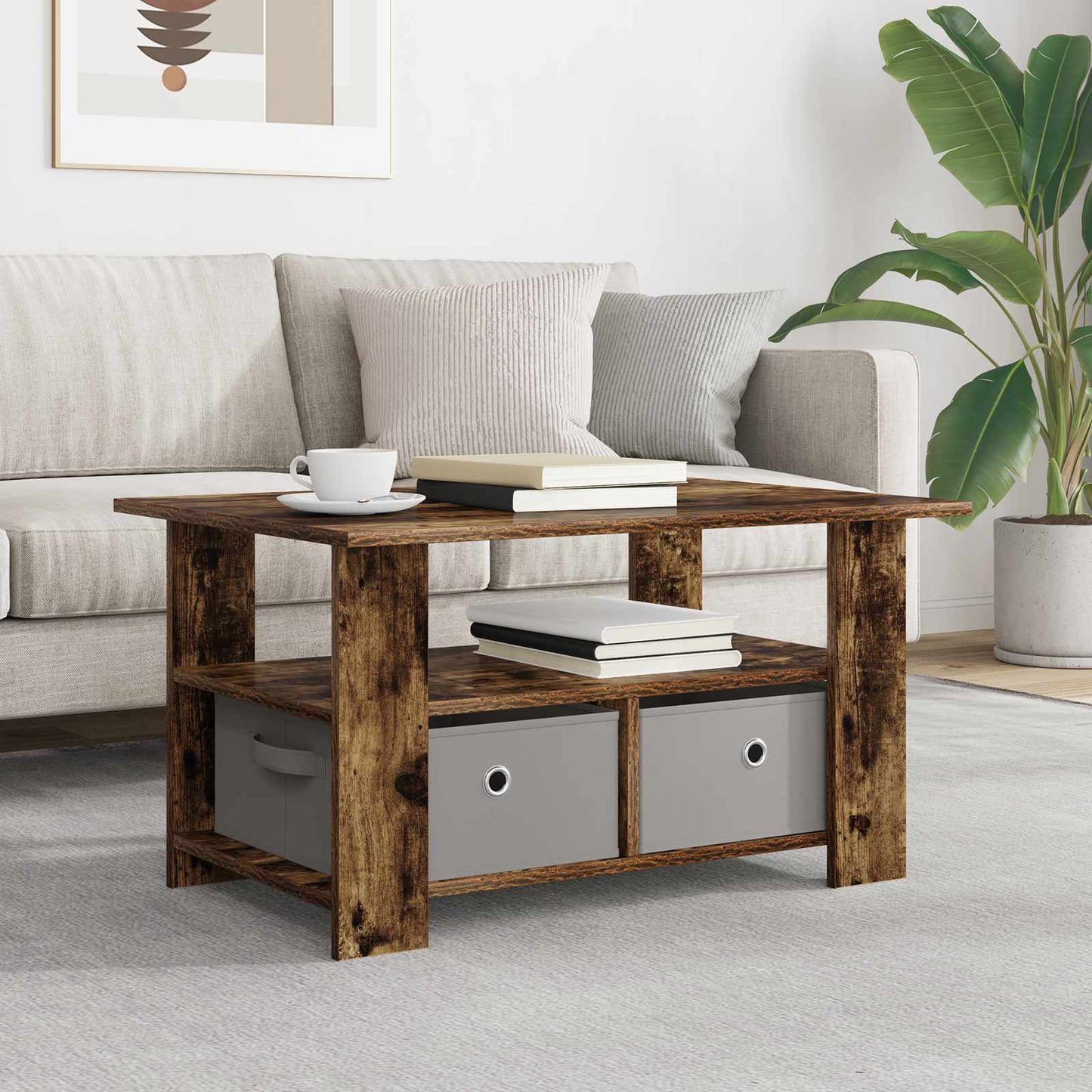Couchtisch Geräucherte Eiche 77 x 55 x 42 cm Holzwerkstoff