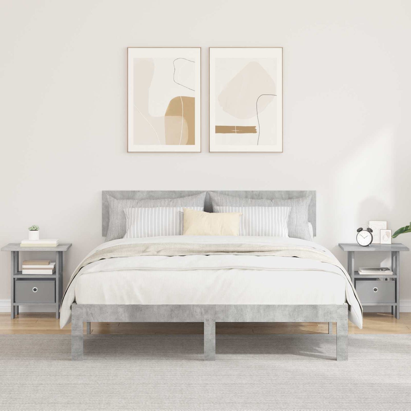 Nachttisch 2 stk. Beton Grau 41 x 40 x 45 cm Holzwerkstoff