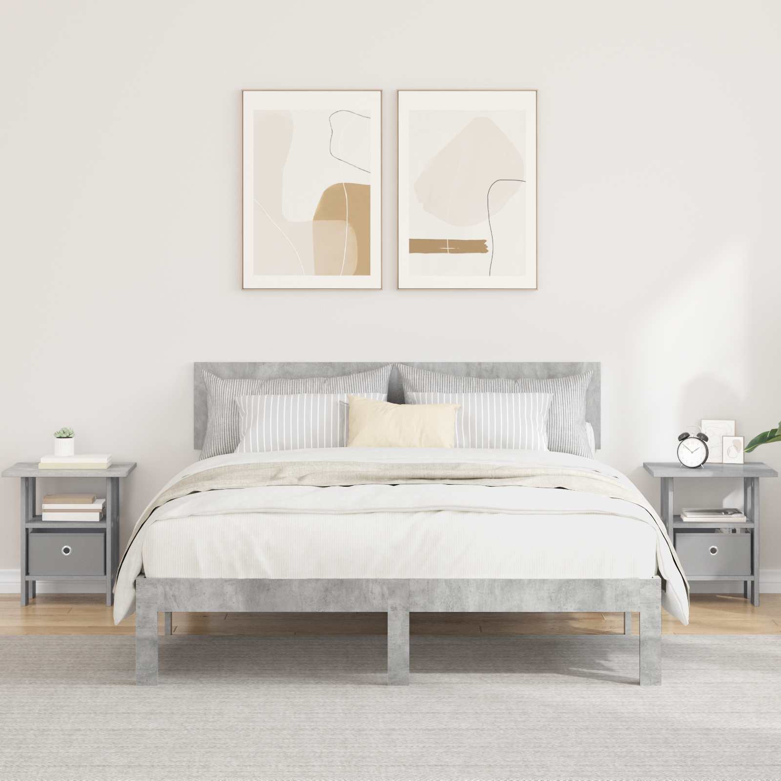 Nachttisch 2 stk. Beton Grau 41 x 40 x 45 cm Holzwerkstoff