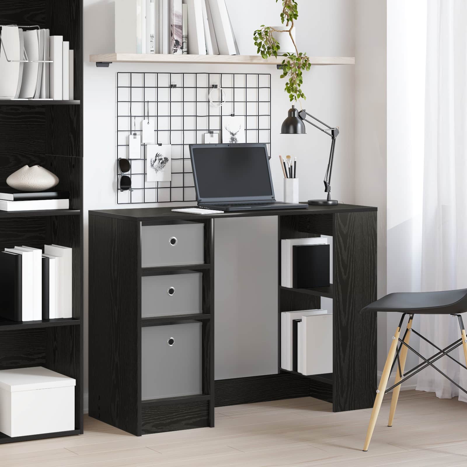 Schreibtisch Schwarz Eichen-Optik 100 x 40 x 75 cm