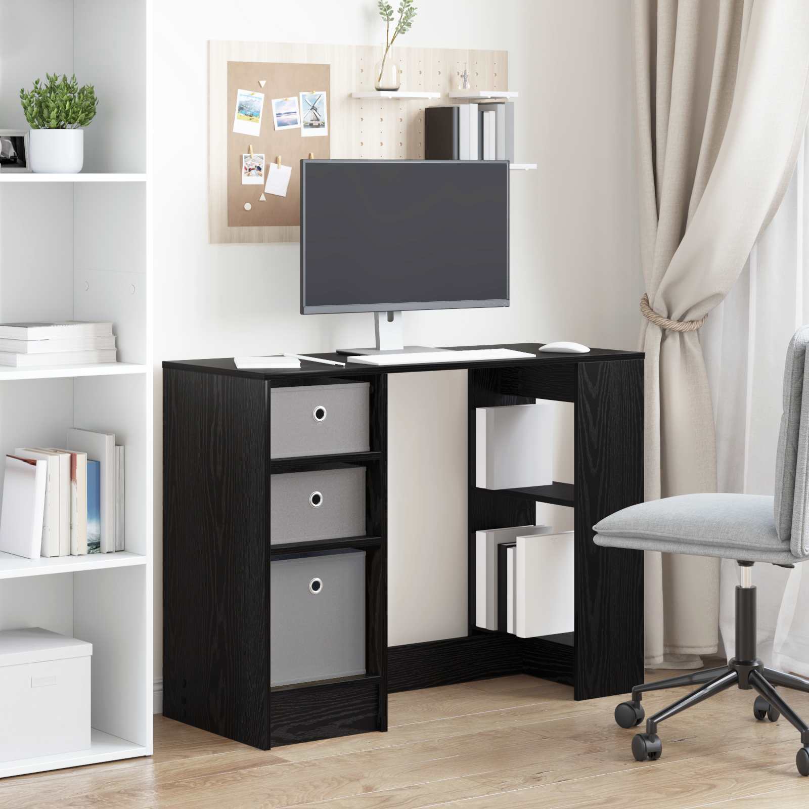 Schreibtisch Schwarz Eichen-Optik 100 x 40 x 75 cm