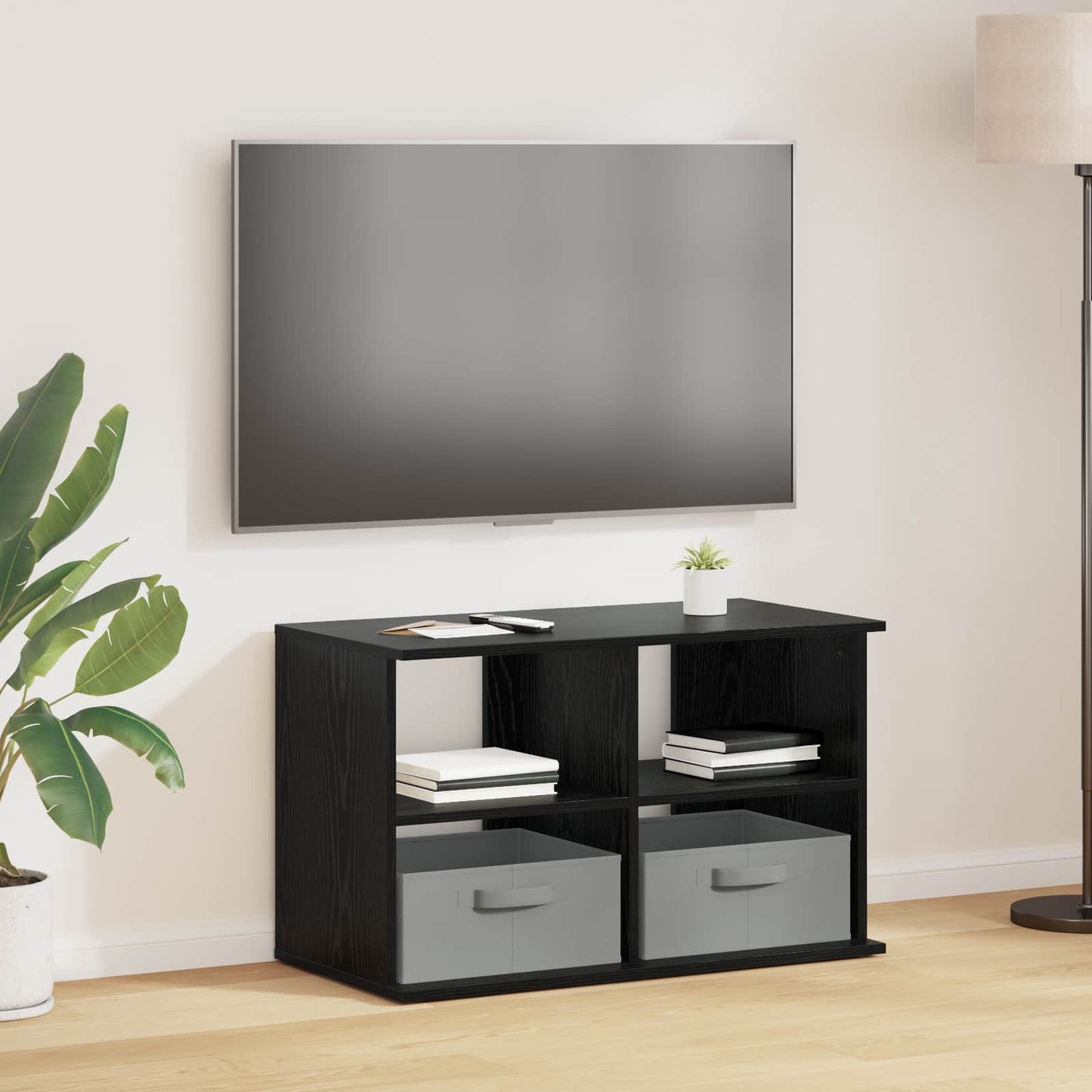TV-Ständer mit Schubladen Schwarz Eichen-Optik 79 x 40 x 48 cm