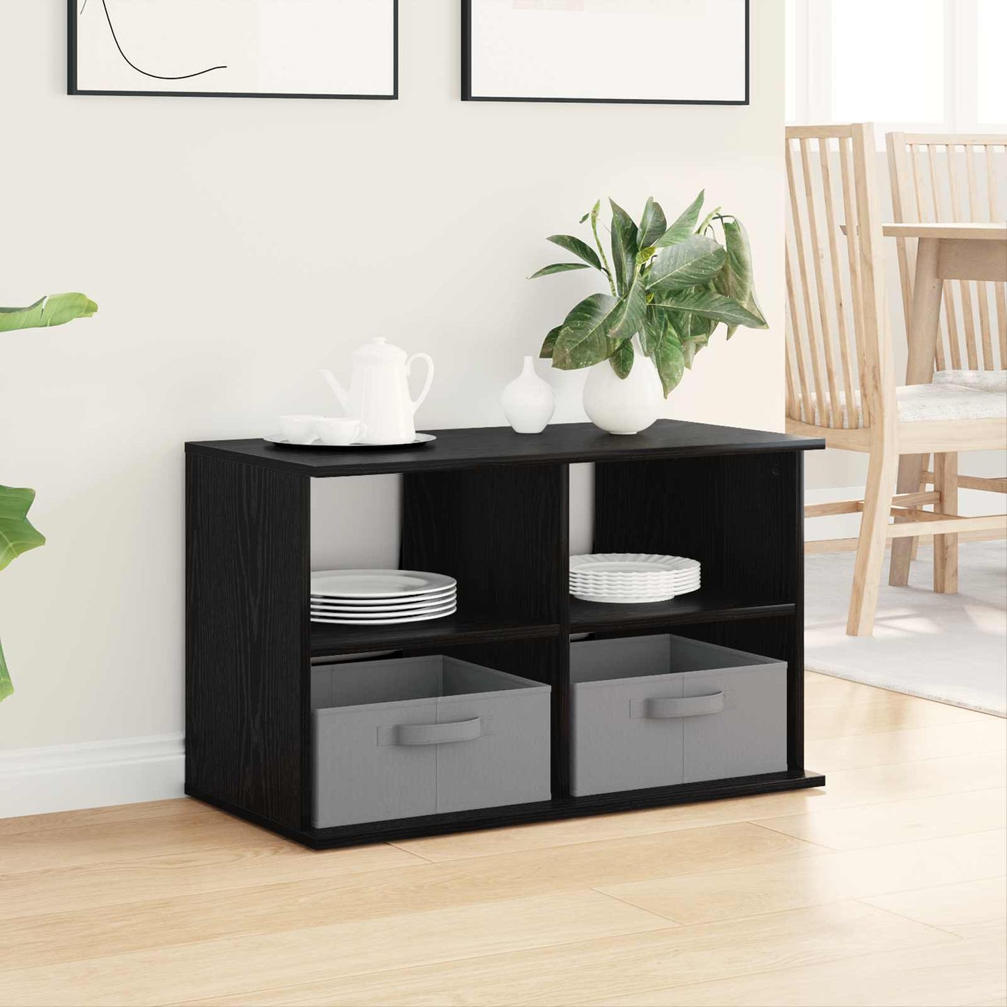 TV-Ständer mit Schubladen Schwarz Eichen-Optik 79 x 40 x 48 cm