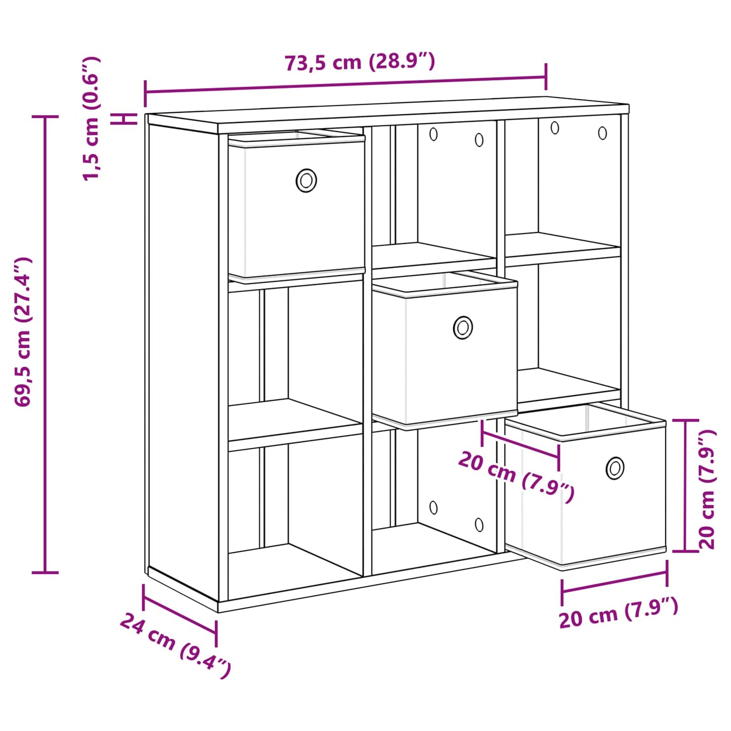 Sideboard Weiß 73,5 x 24 x 69,5 cm