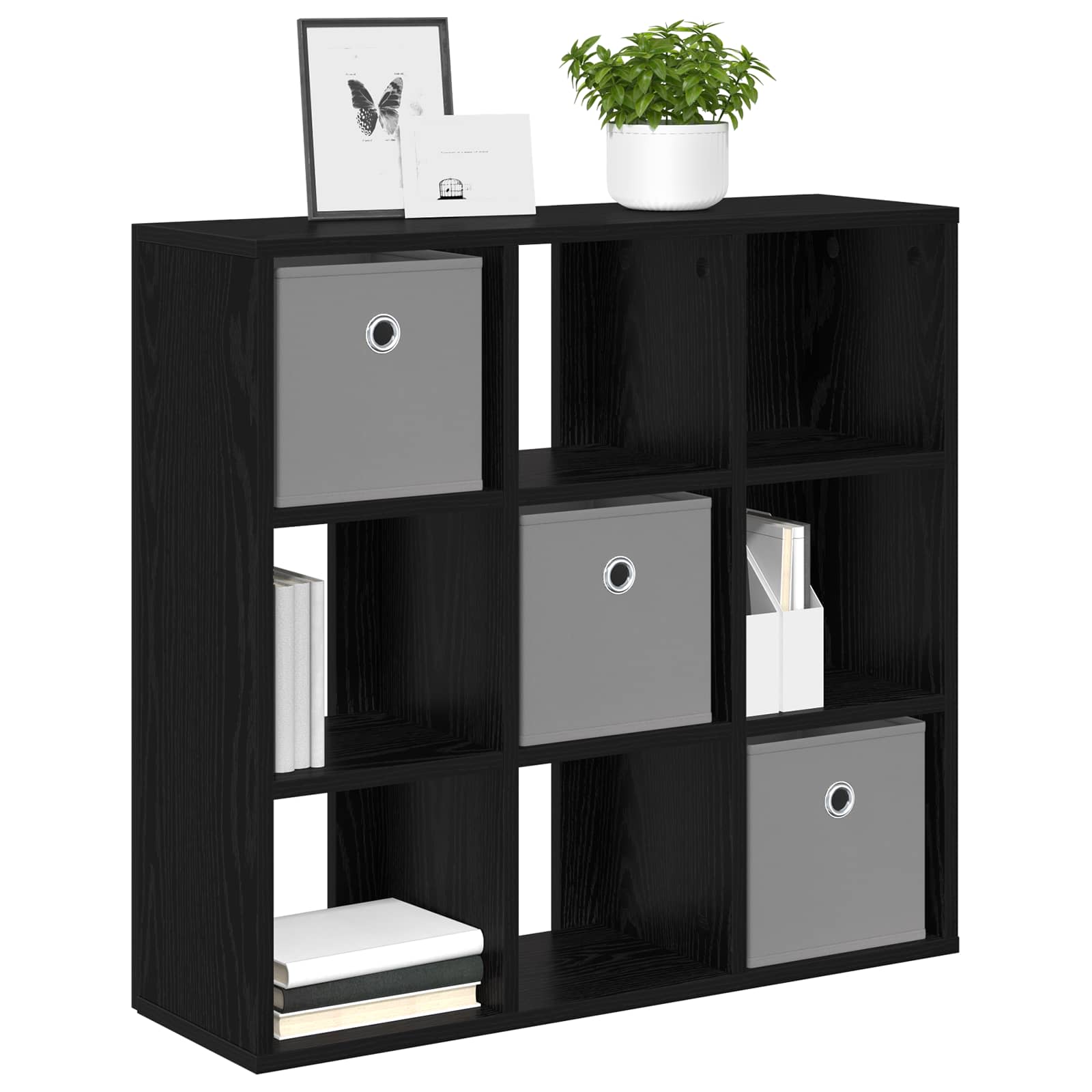 Sideboard Schwarz Eichen-Optik 73,5 x 24 x 69,5 cm