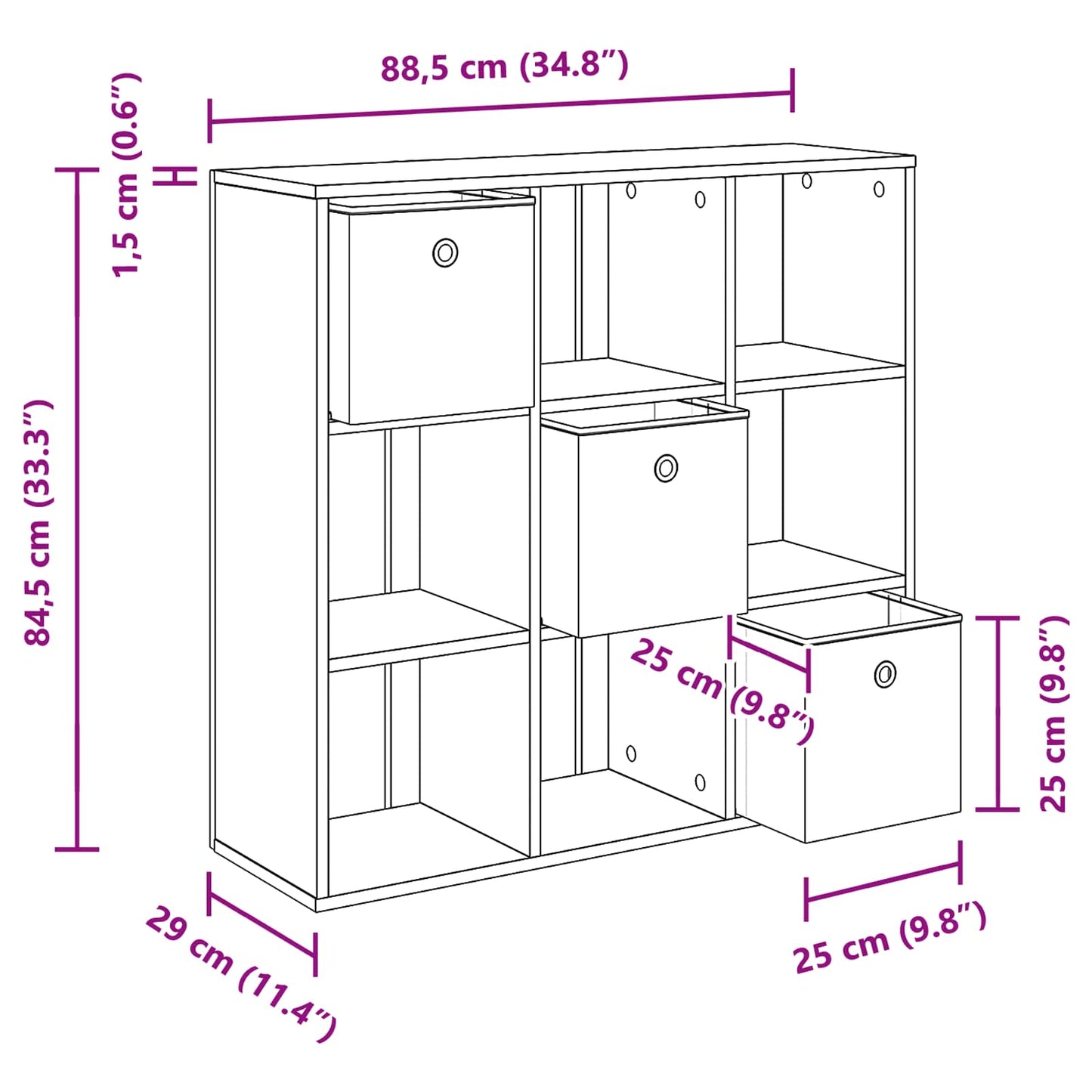 Sideboard Weiß 88,5 x 29 x 84,5 cm