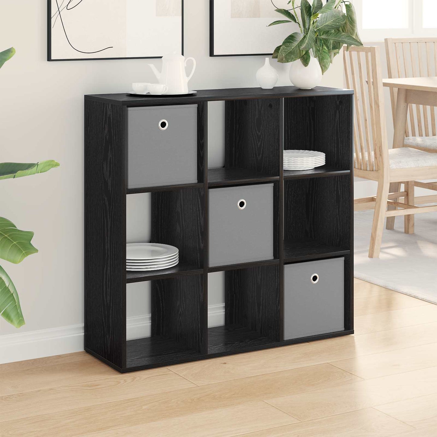 Sideboard Schwarz Eichen-Optik 88,5 x 29 x 84,5 cm