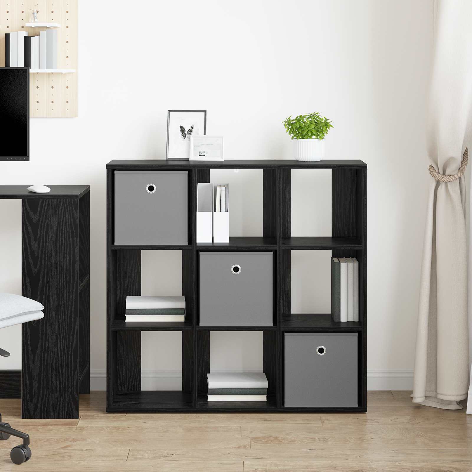 Sideboard Schwarz Eichen-Optik 88,5 x 29 x 84,5 cm