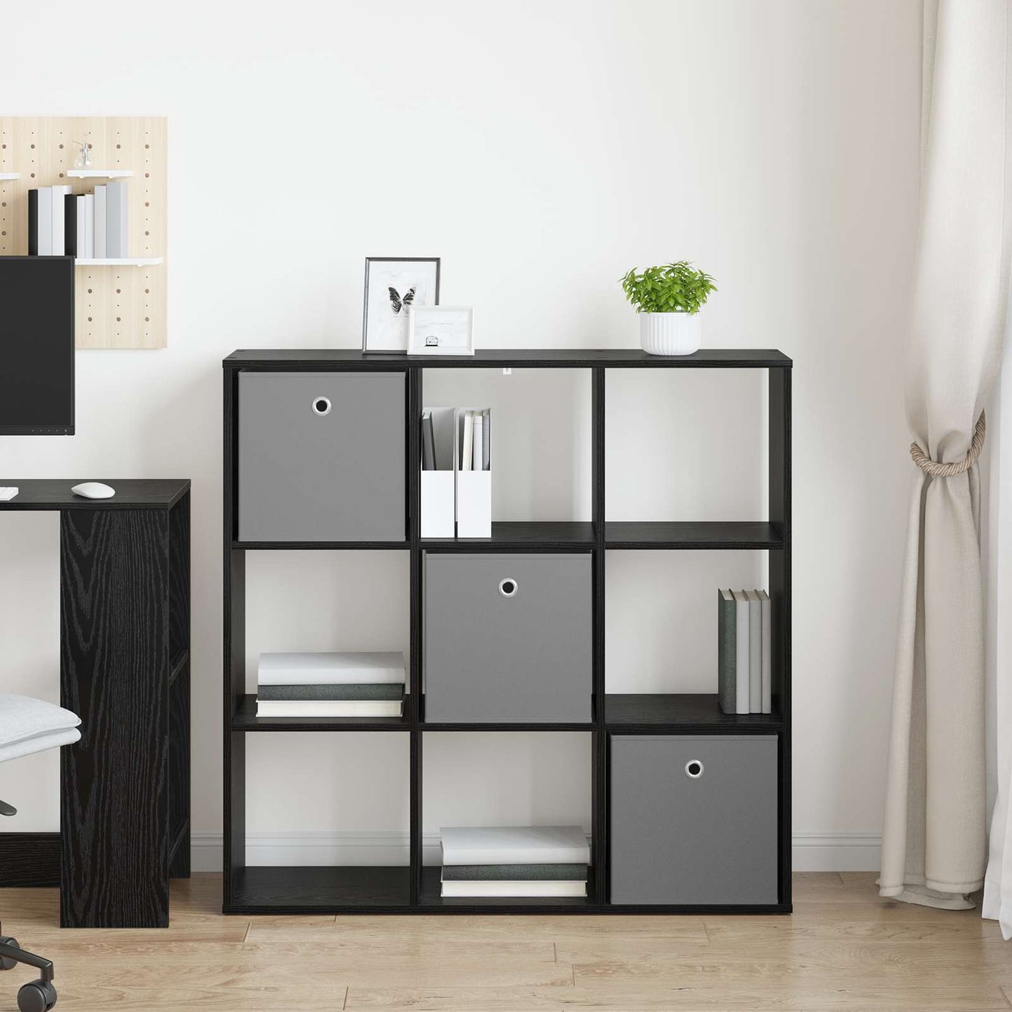 Sideboard Schwarz Eichen-Optik 102 x 31 x 99,5 cm