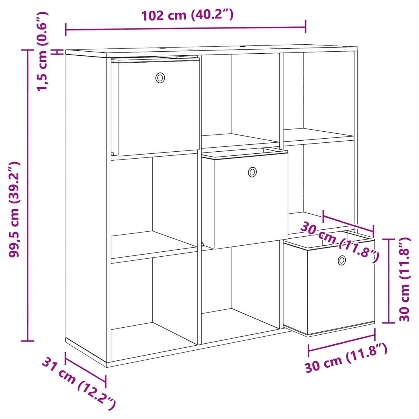 Sideboard Altholz 102 x 31 x 99,5 cm