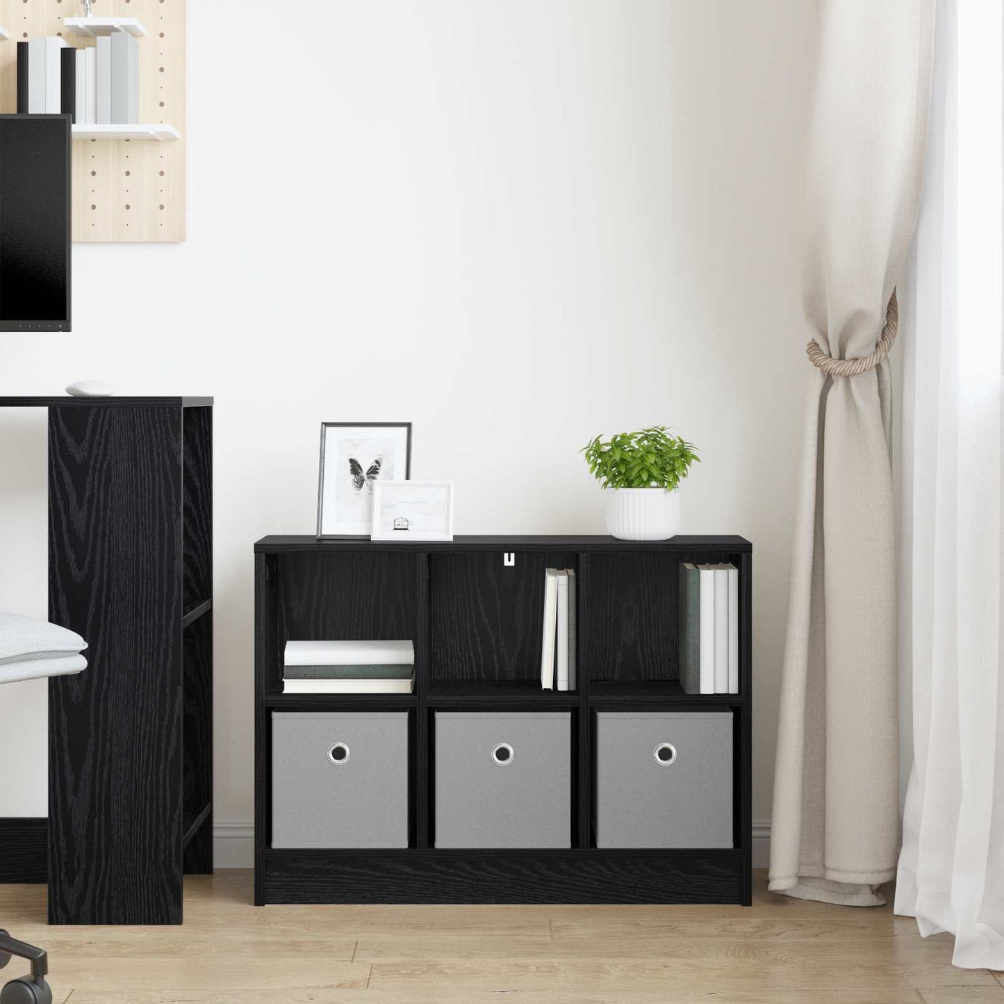Sideboard Schwarz Eichen-Optik 73,5 x 22,5 x 53,5 cm
