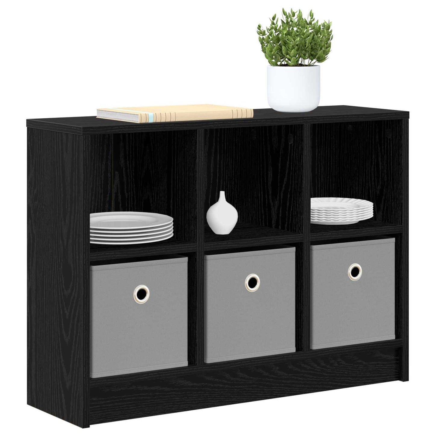 Sideboard Schwarz Eichen-Optik 73,5 x 22,5 x 53,5 cm