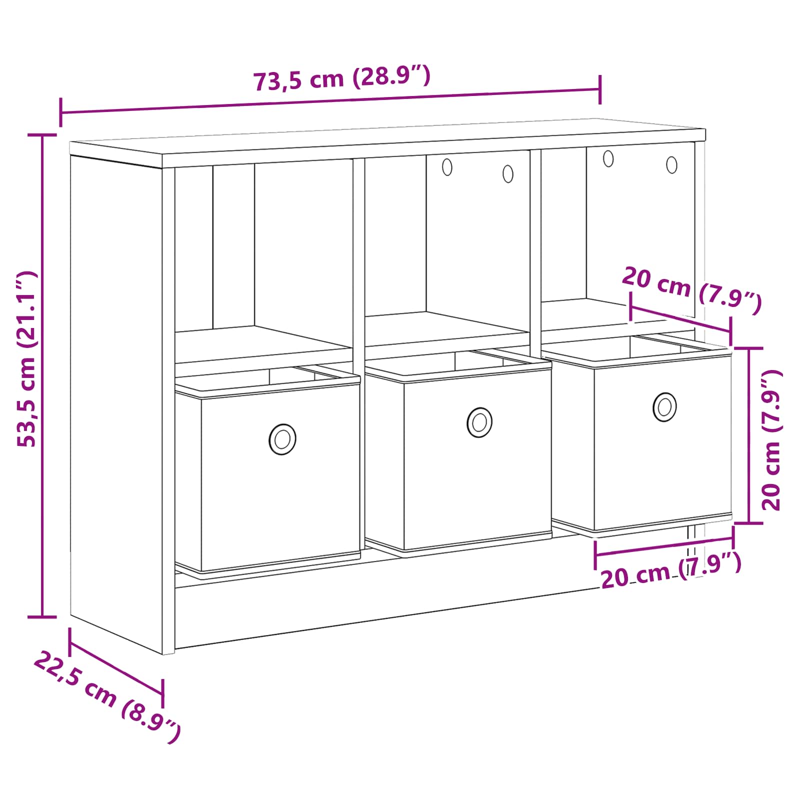 Sideboard Räuchereiche 73,5 x 22,5 x 53,5 cm