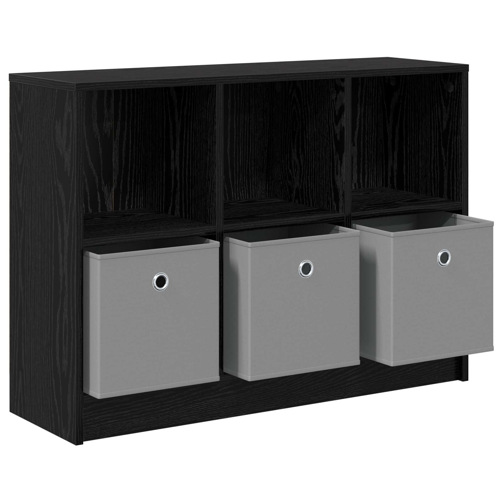 Sideboard Schwarz Eichen-Optik 88,5 x 27,5 x 63,5 cm