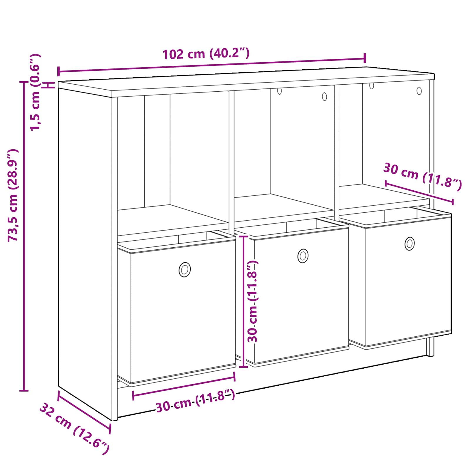 Sideboard Weiß 102 x 32 x 73,5 cm