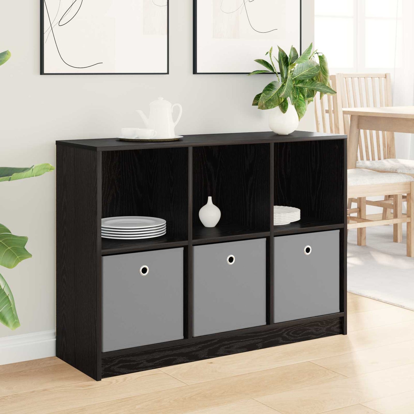Sideboard Schwarz Eichen-Optik 102 x 32 x 73,5 cm