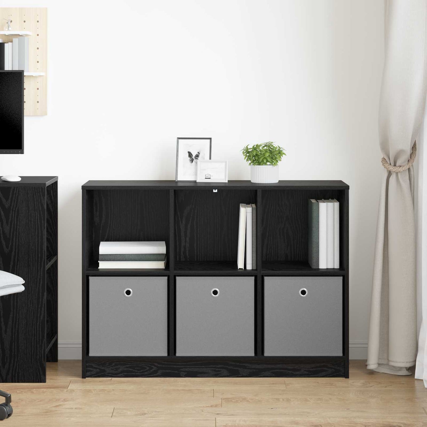 Sideboard Schwarz Eichen-Optik 102 x 32 x 73,5 cm
