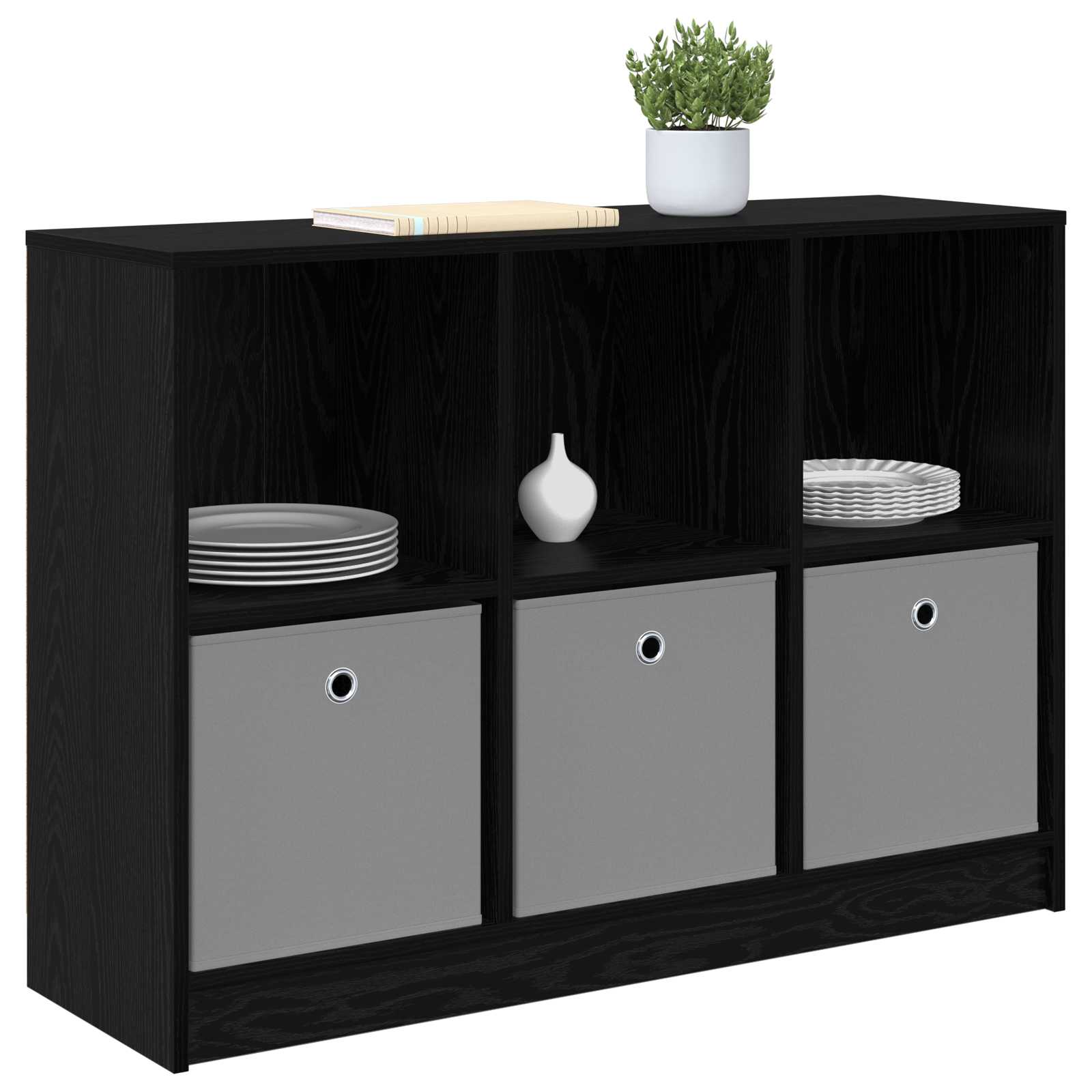 Sideboard Schwarz Eichen-Optik 102 x 32 x 73,5 cm