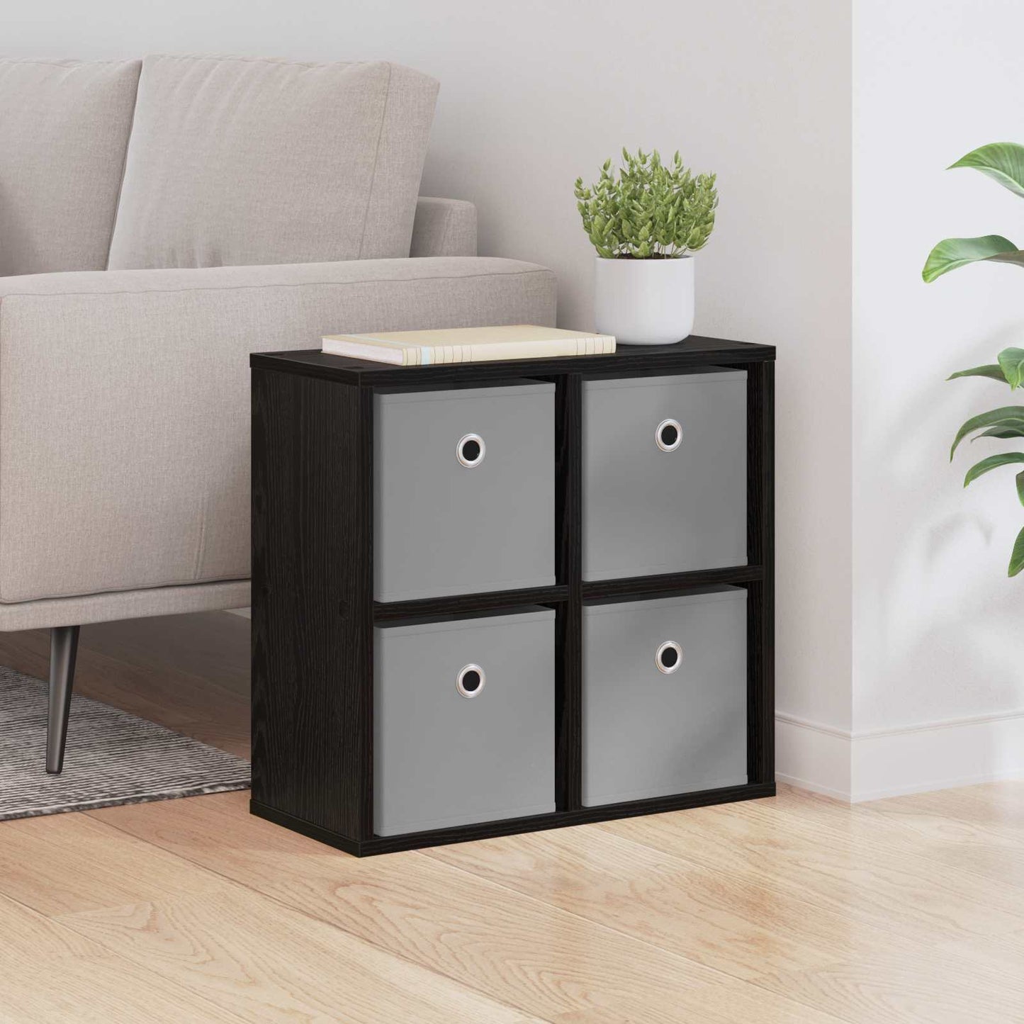 Sideboard Schwarz Eichen-Optik 49,5 x 22 x 47 cm