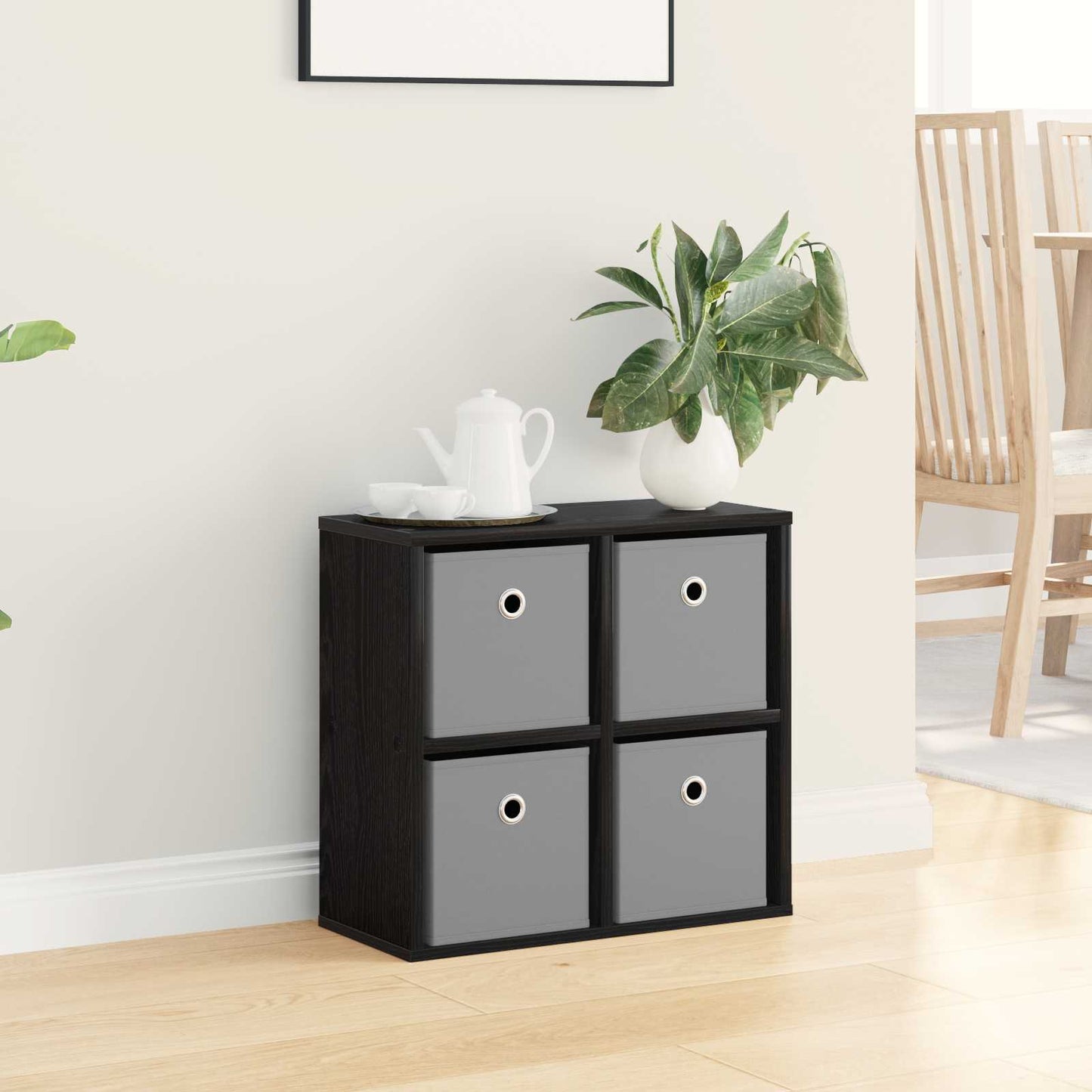 Sideboard Schwarz Eichen-Optik 49,5 x 22 x 47 cm