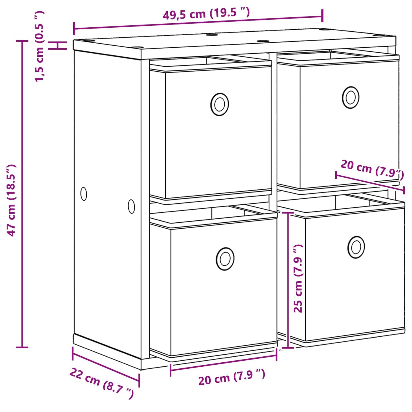 Sideboard Betongrau 49,5 x 22 x 47 cm