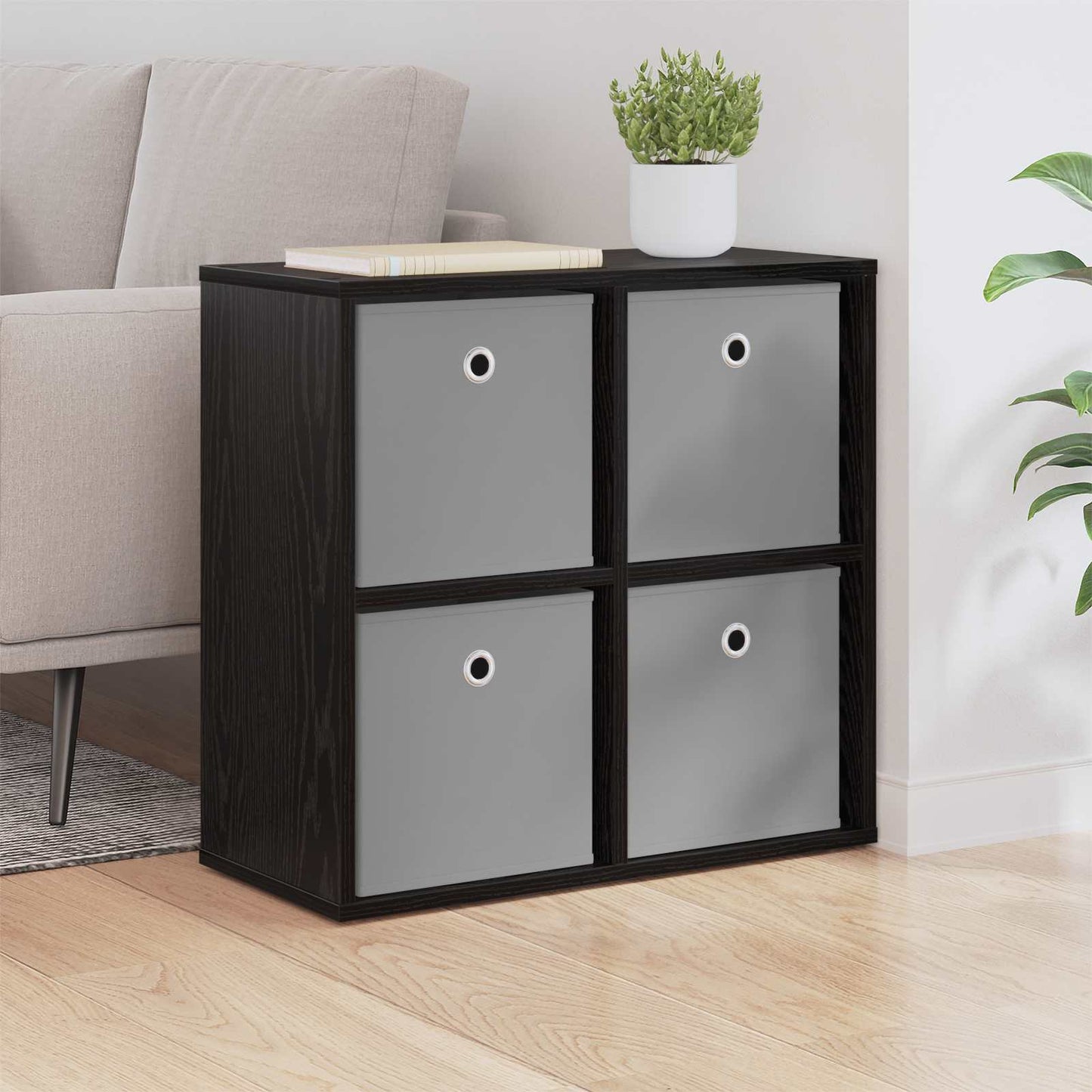 Sideboard Schwarz Eichen-Optik 59,5 x 27 x 57 cm