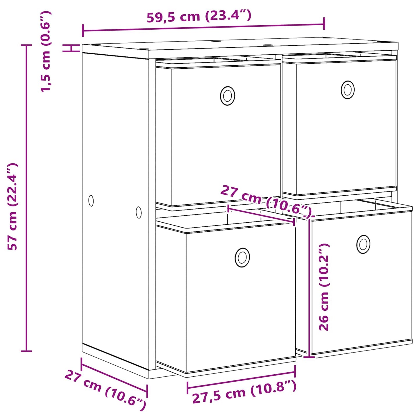 Sideboard Betongrau 59,5 x 27 x 57 cm
